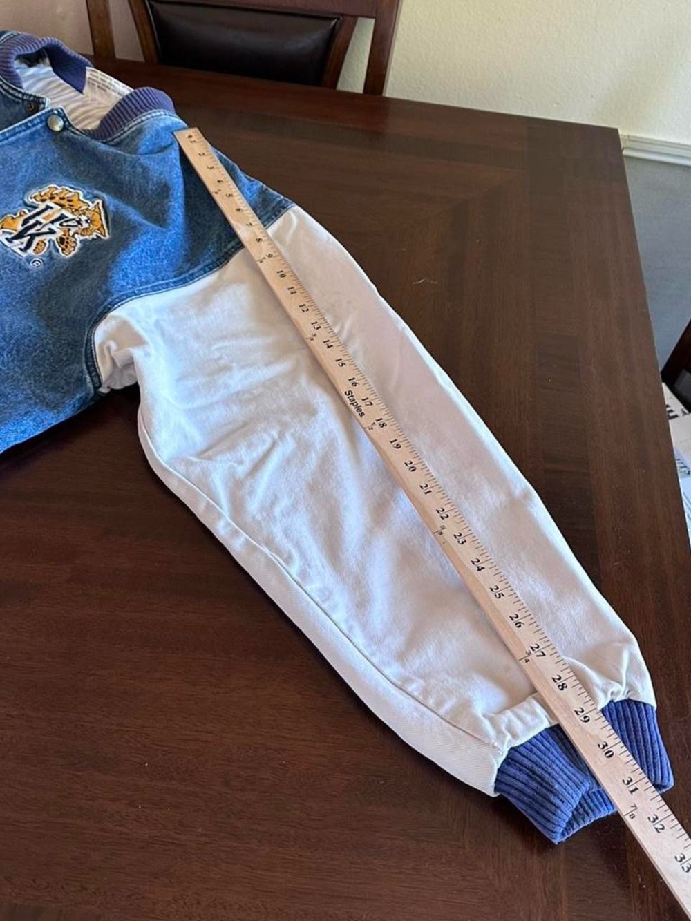 Vintage Kentucky Wildcats Denim Varsity Jacket Blue White Men’s XL - Picture 8 of 8